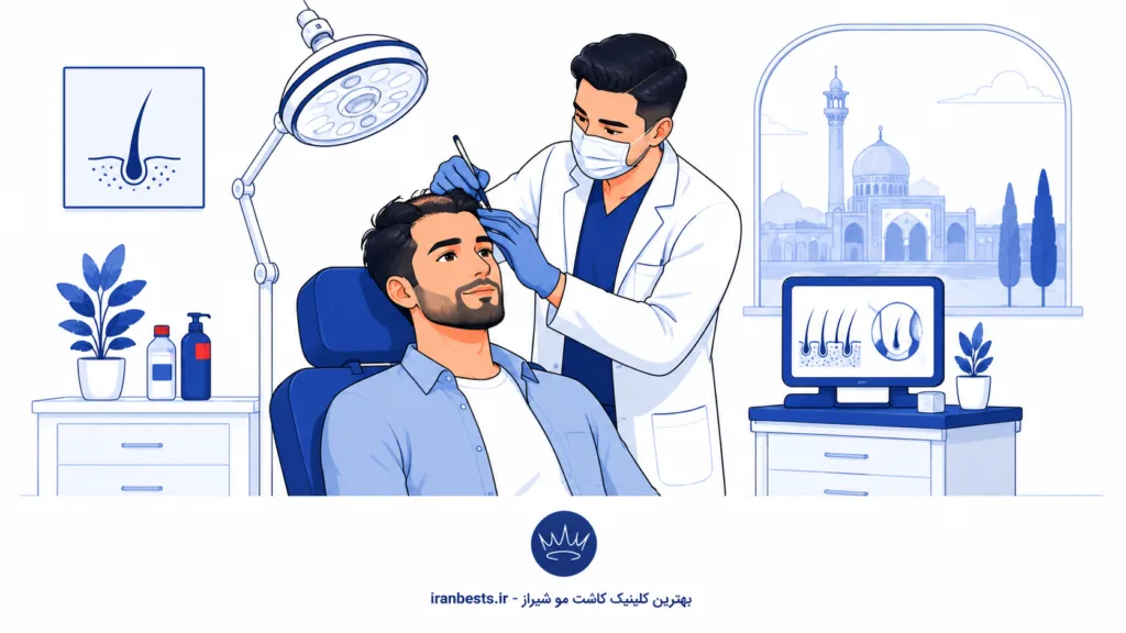 بهترین کلینیک کاشت مو شیراز (معرفی ۱۰ مرکز معتبر + هزینه ۱۴۰۵)