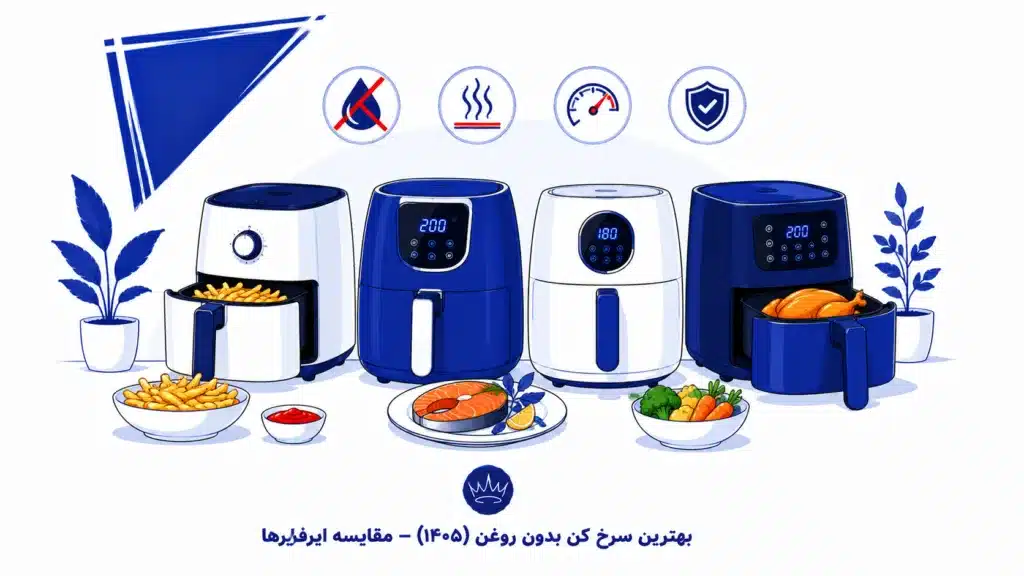 بهترین سرخ کن بدون روغن (۱۴۰۵) – مقایسه ایرفرایرها بر اساس ظرفیت، برند بهترین برندهای ایرفرایر در بازار ایران